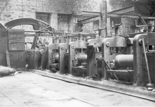 Photograph of the rolling stands at the Low Matlock rolling mill.